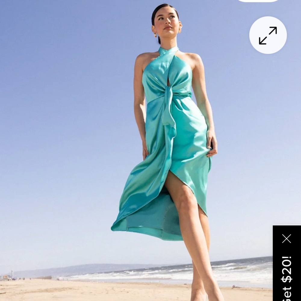 Lulus Elegant Aqua Halter Dress